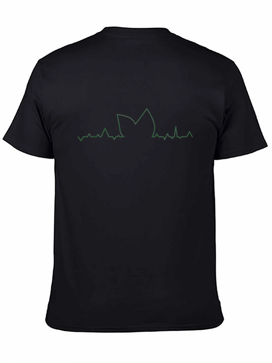 Leaf EKG Black T-Shirt - Stylish Graphic Tee for Men