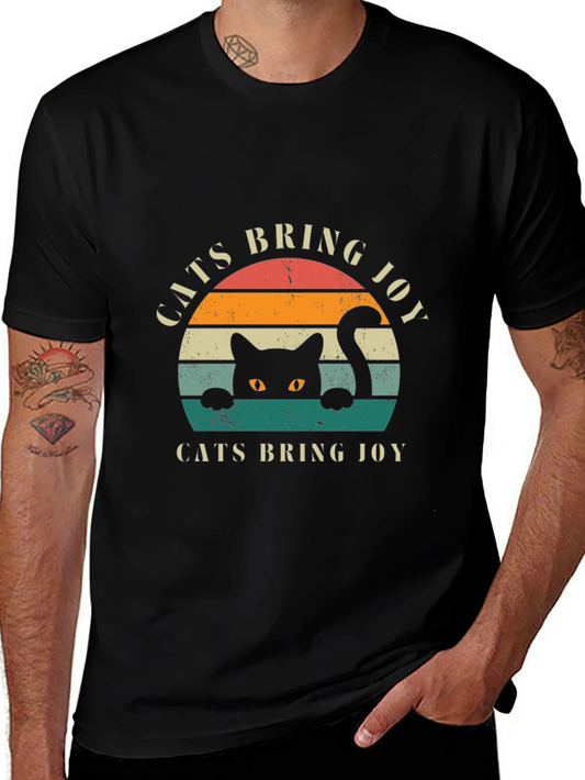 Cats Bring Joy Retro Graphic T-Shirt