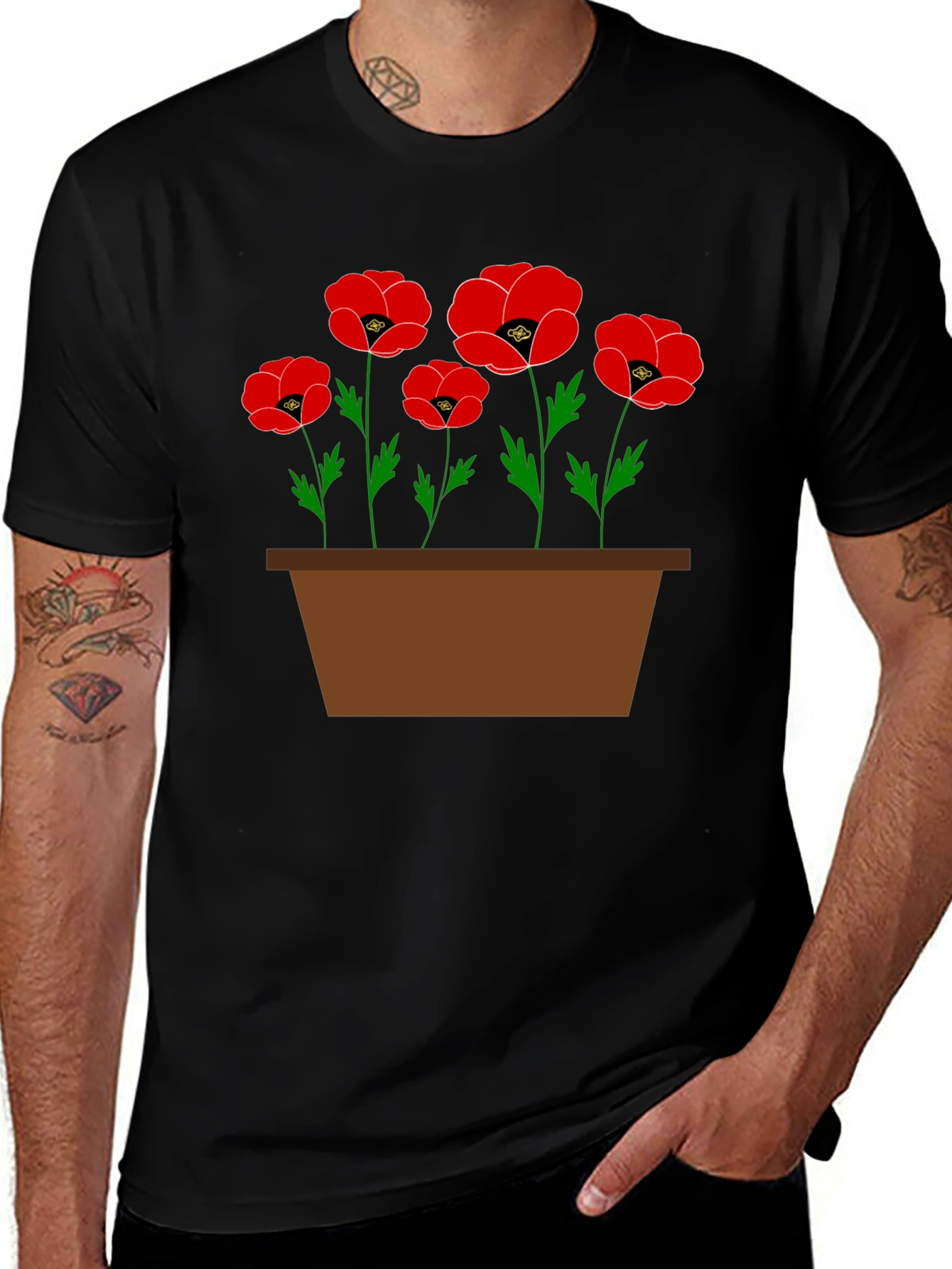 Poppy Flower Pot Graphic T-Shirt