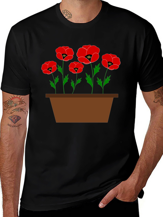 Poppy Flower Pot Graphic T-Shirt