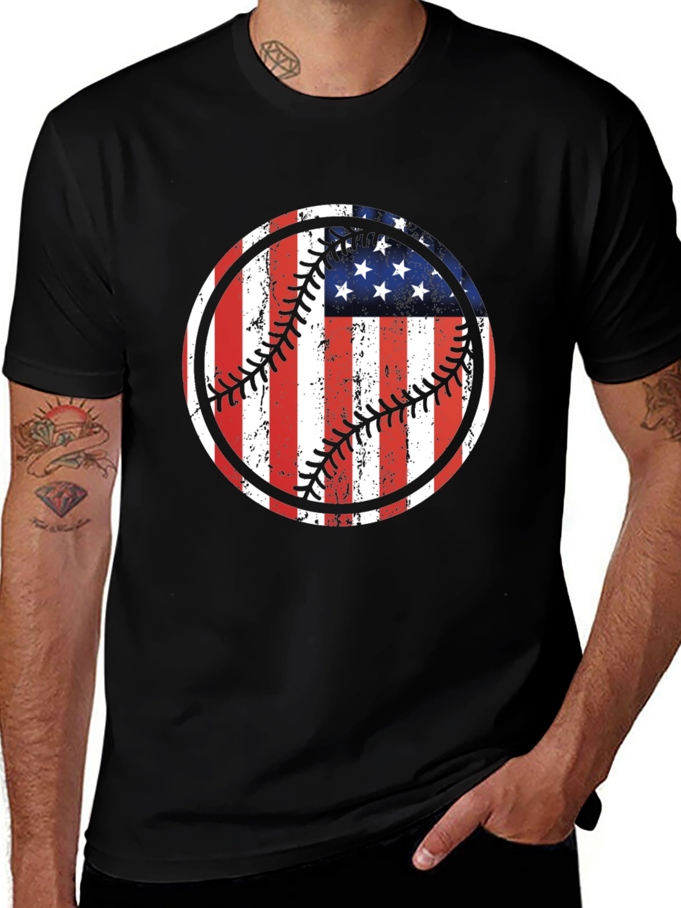 USA Flag Baseball Graphic Tee