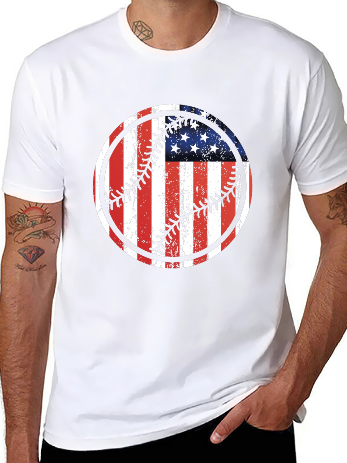 USA Flag Baseball Graphic Tee