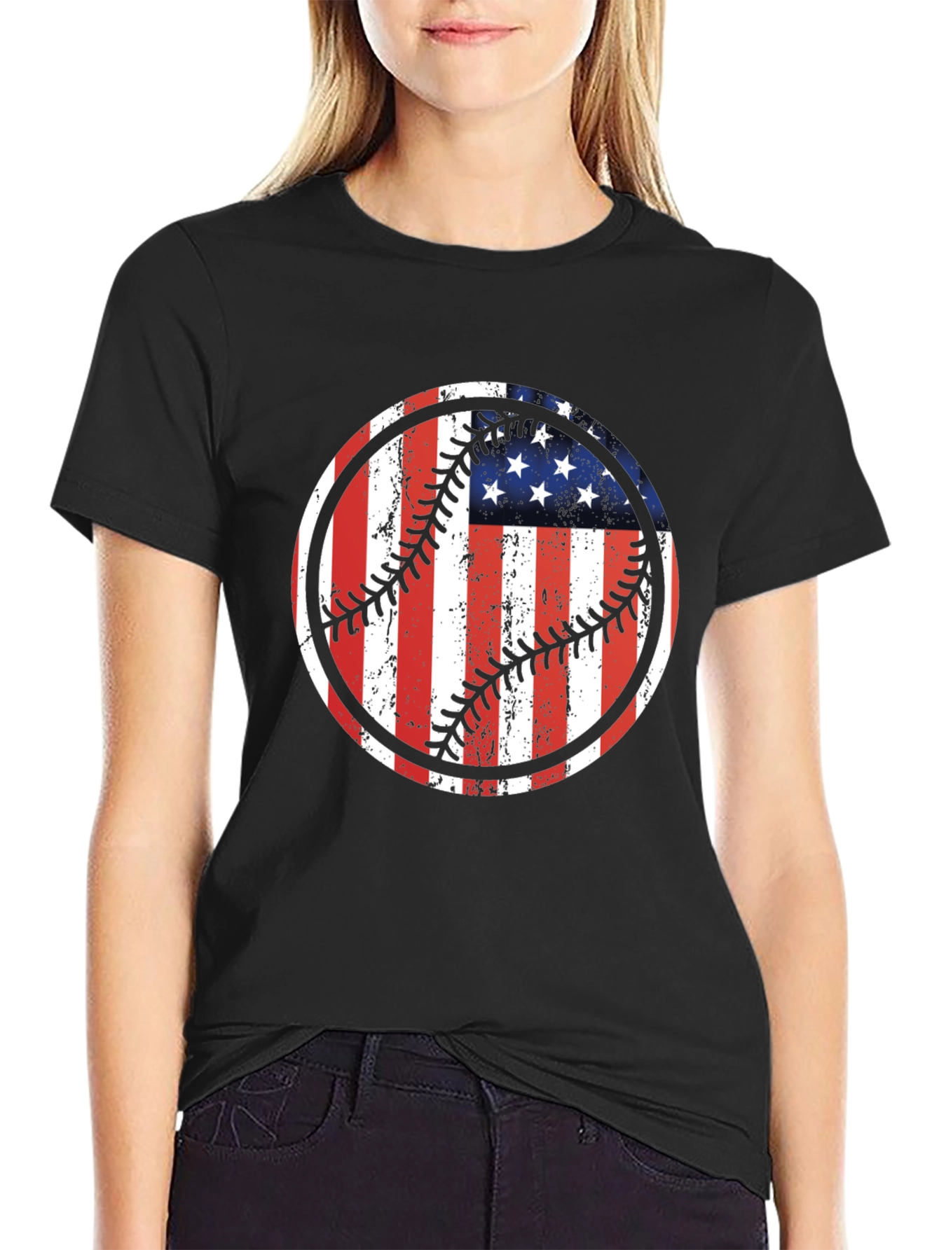 USA Flag Baseball Graphic Tee