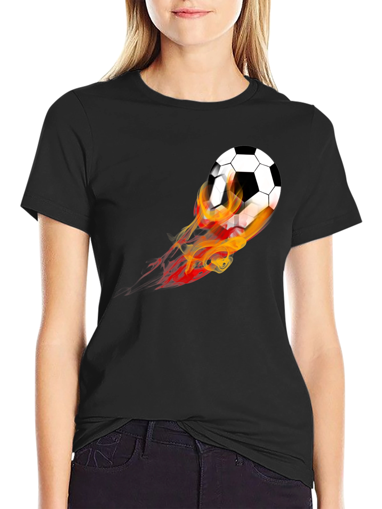 Flaming Soccer Ball Graphic Tee