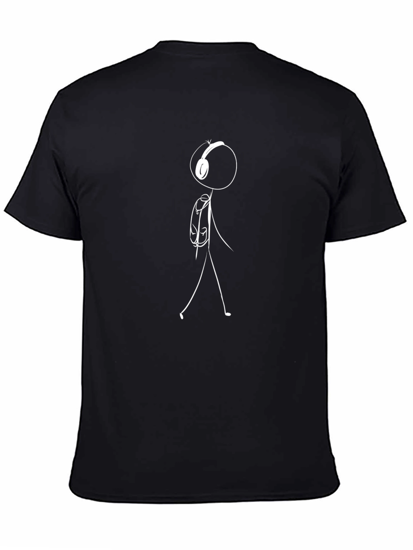 Cool Graphic Tee - Stick Figure with Headphones
