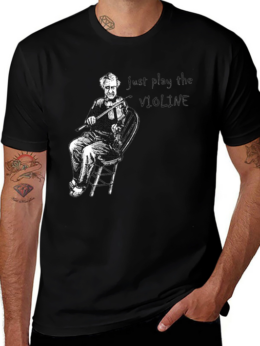 Violin Player Graphic T-Shirt - Black