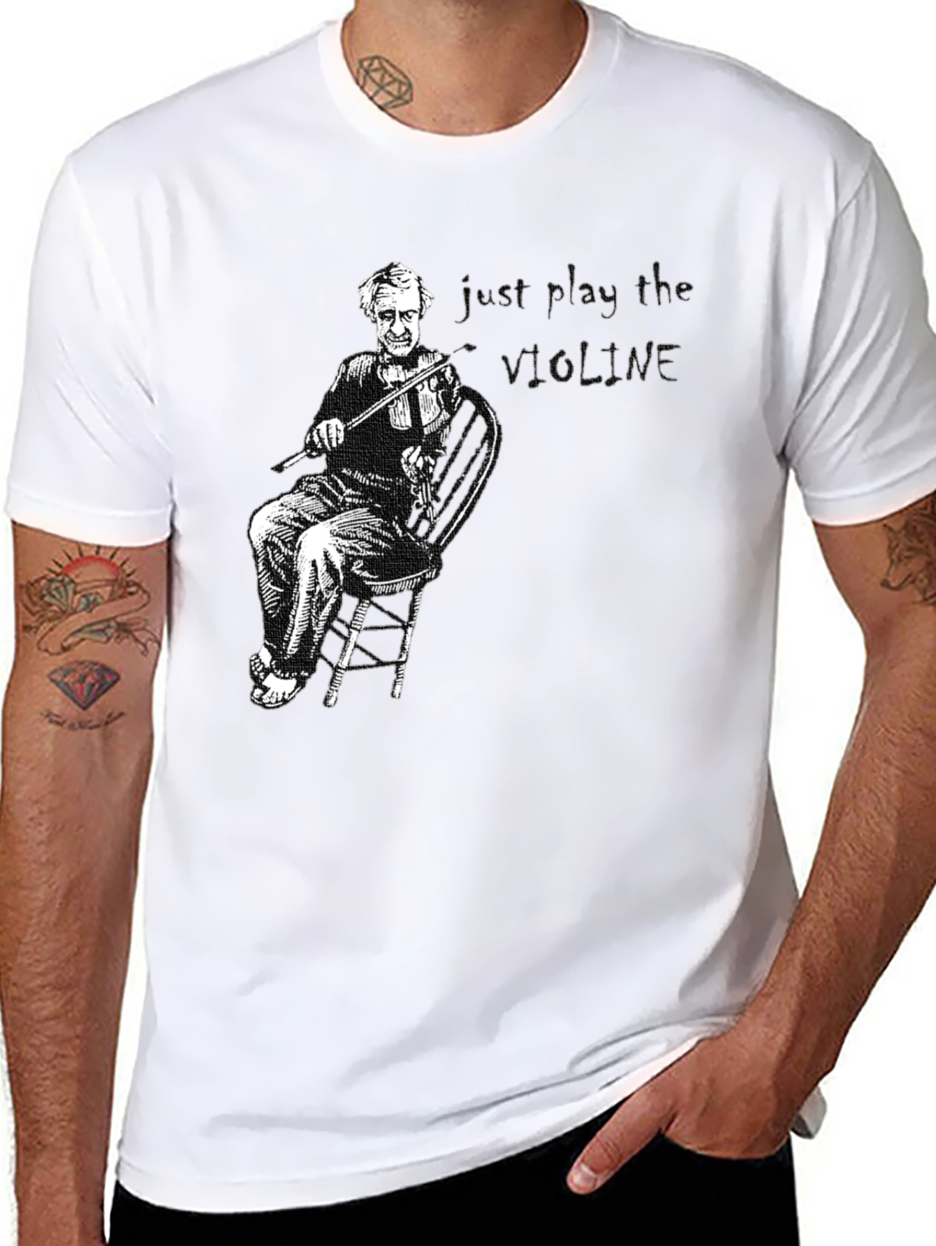 Violin Player Graphic T-Shirt - Black