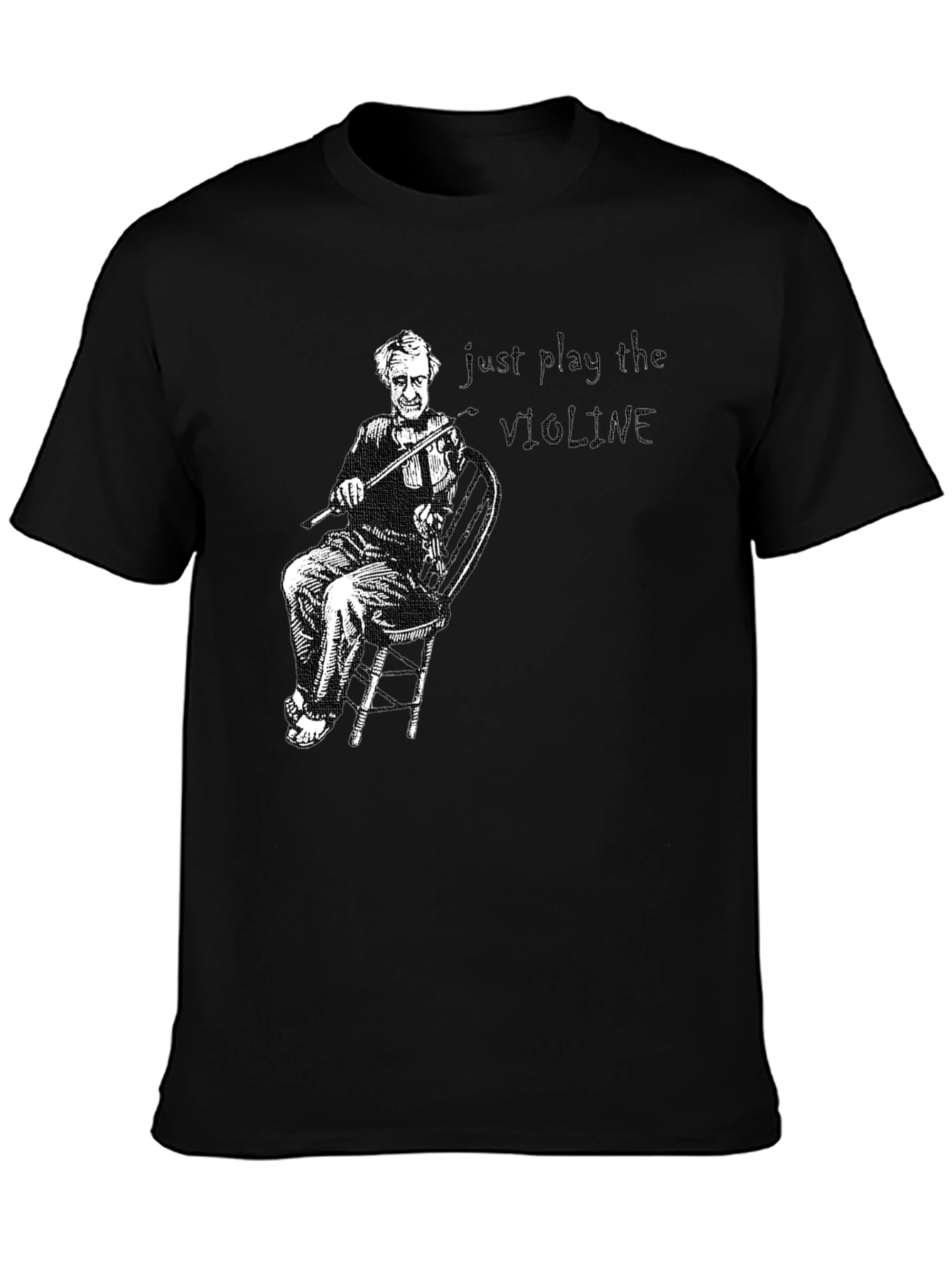 Violin Player Graphic T-Shirt - Black