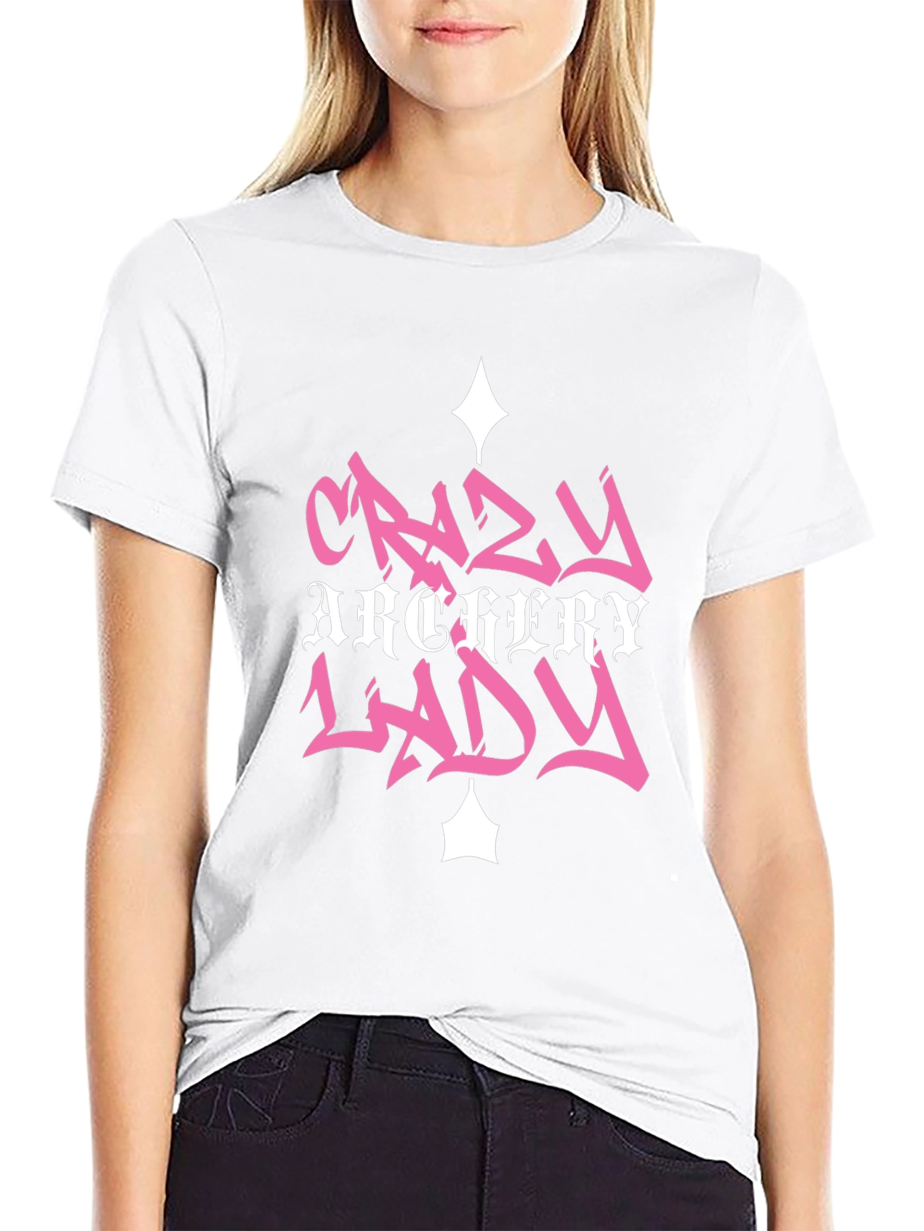 Crazy Archery Lady Black Graphic Tee