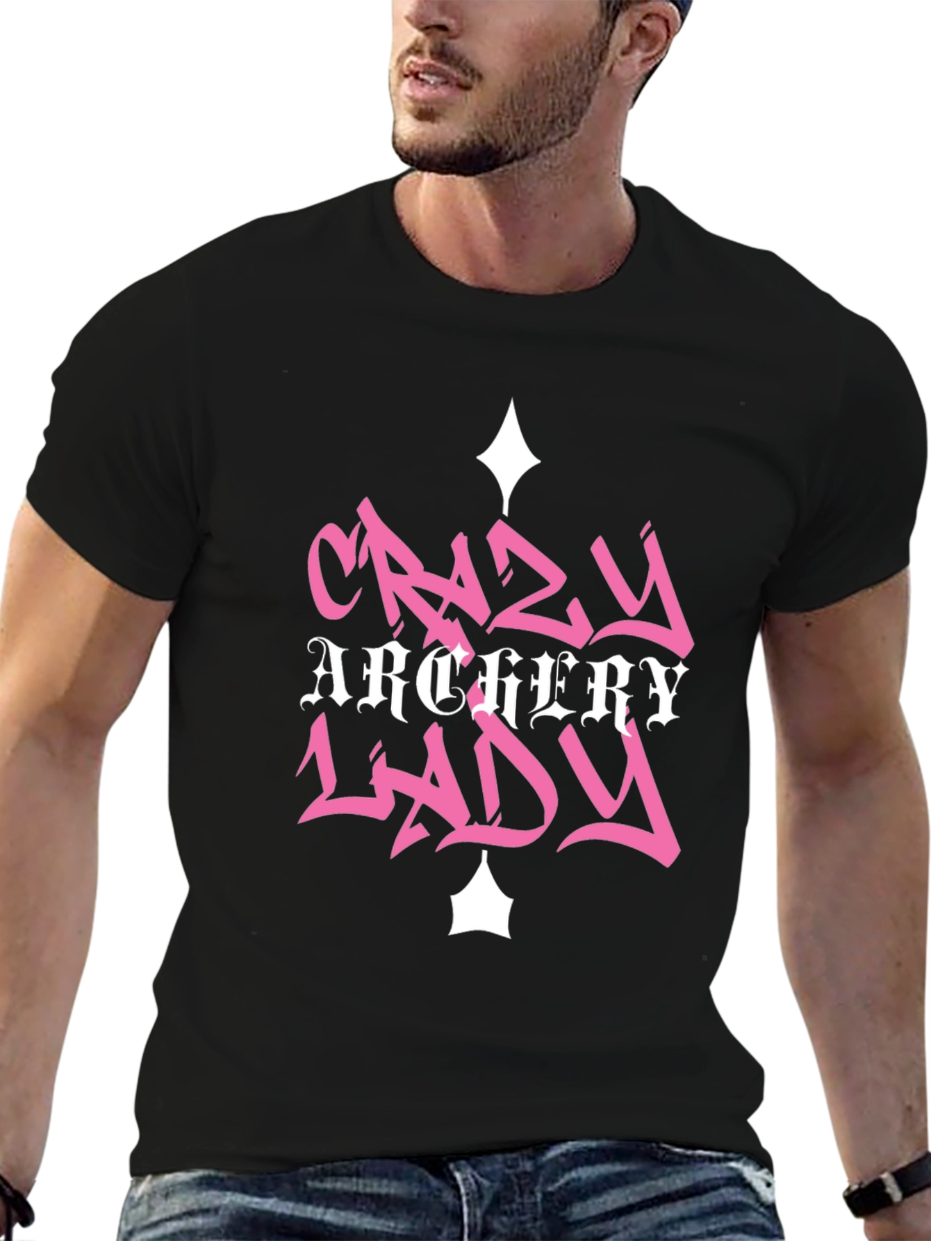 Crazy Archery Lady Black Graphic Tee