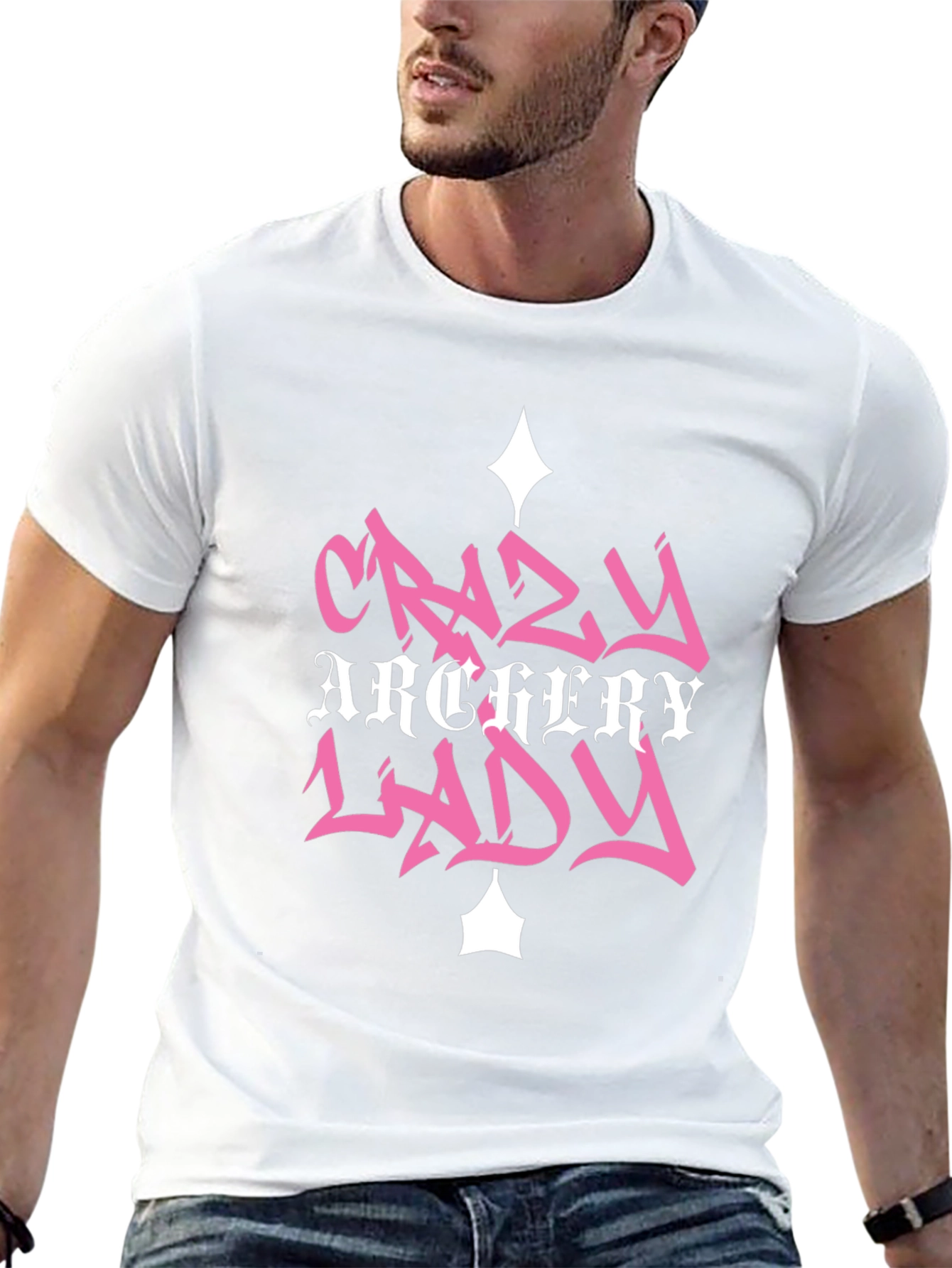 Crazy Archery Lady Black Graphic Tee