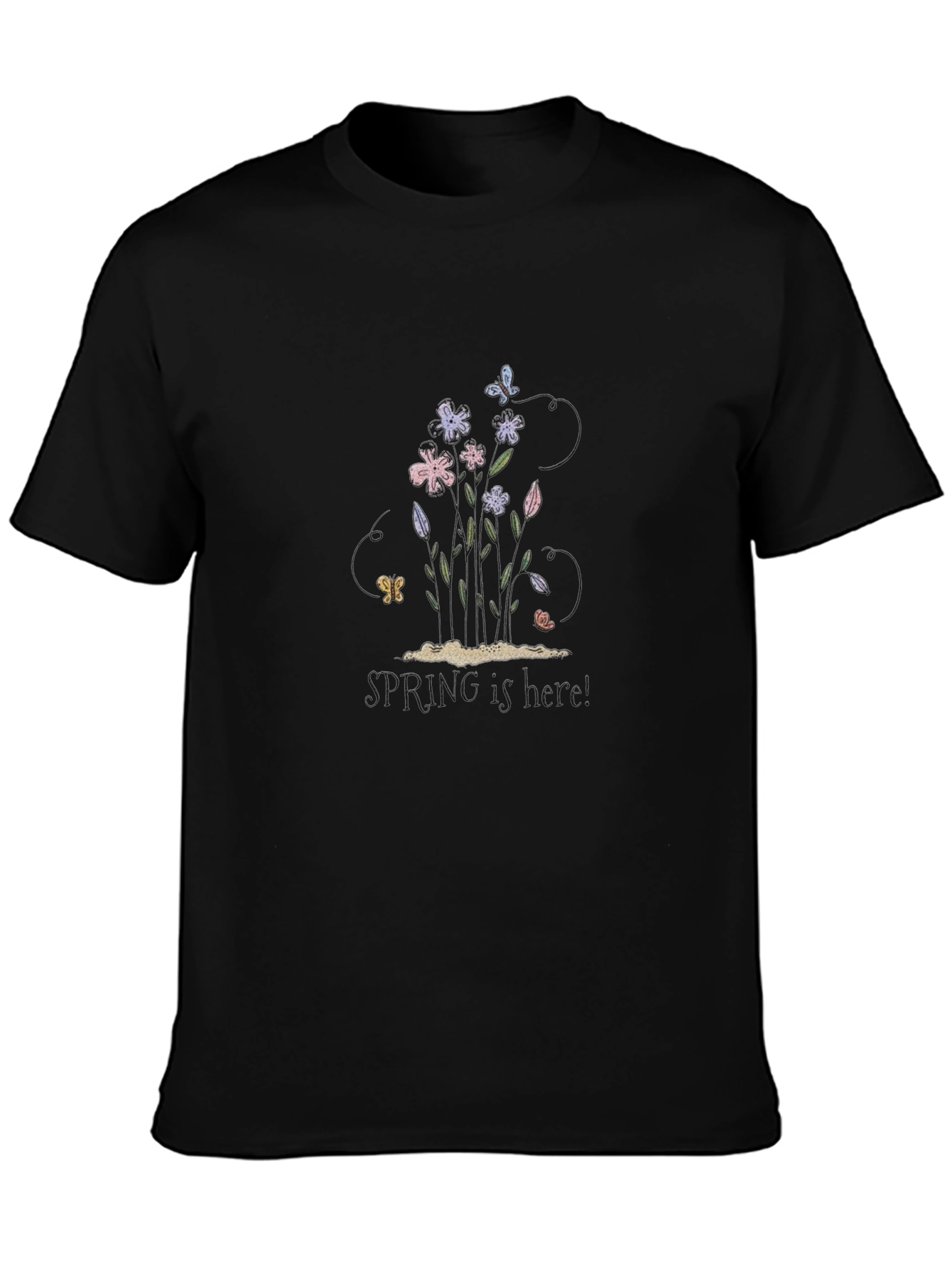 Spring is Here! Graphic Black T-Shirt