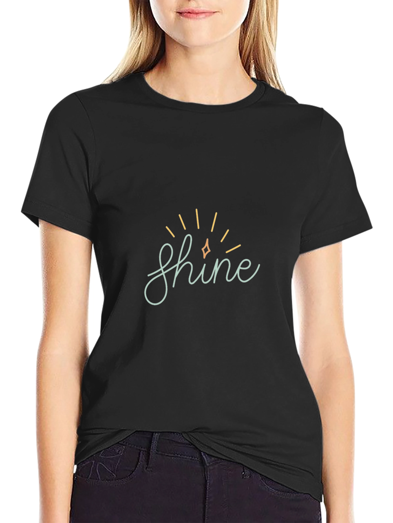 Shine Graphic Tee - Soft Black Cotton Comfort