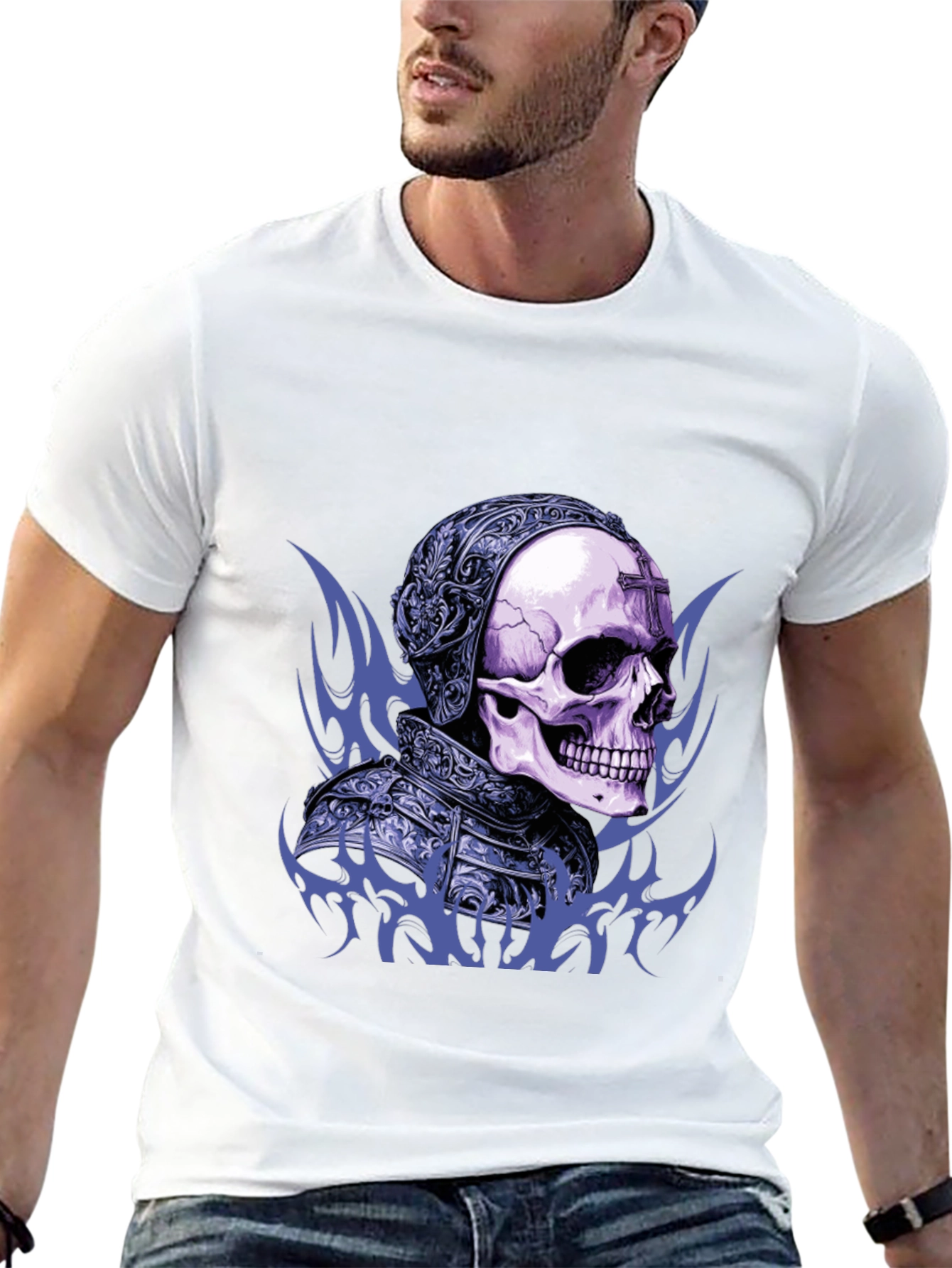 Skull Knight Graphic Tee - Edgy Gothic Design