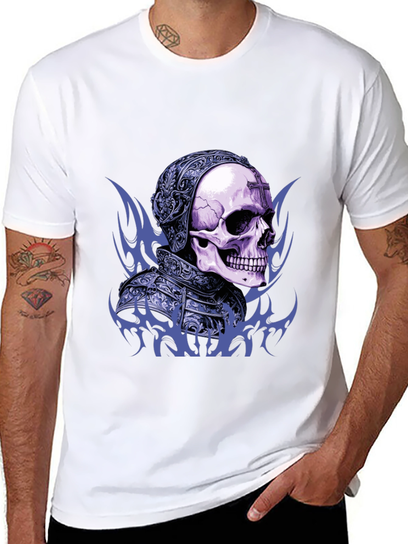 Skull Knight Graphic Tee - Edgy Gothic Design