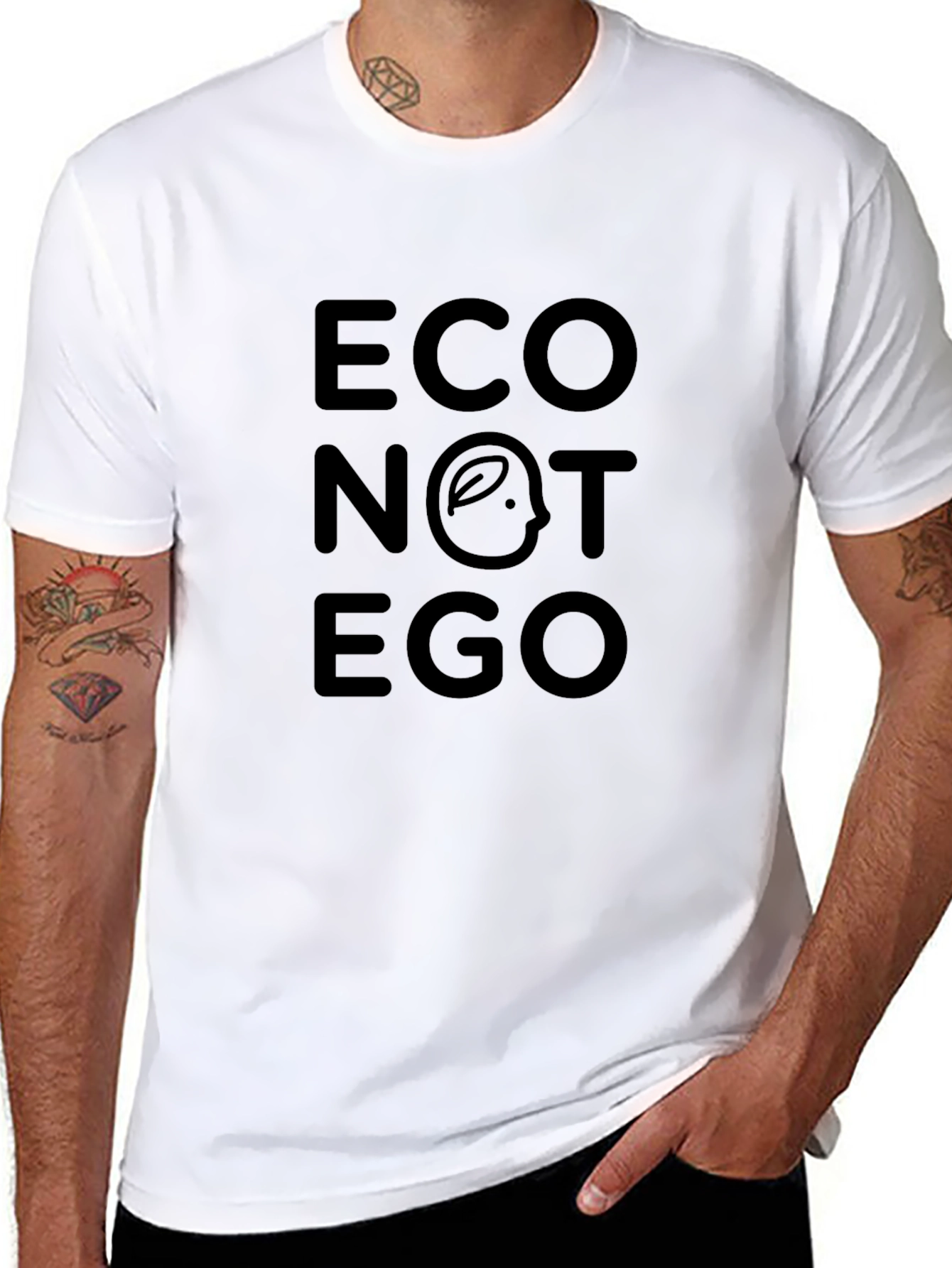 Eco Not Ego Black Graphic Tee