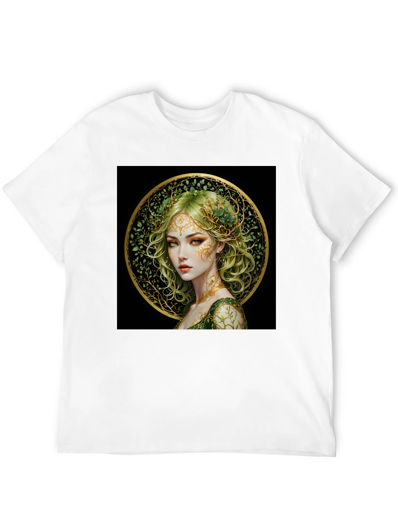Nature Goddess Graphic Tee - Black Cotton T-Shirt