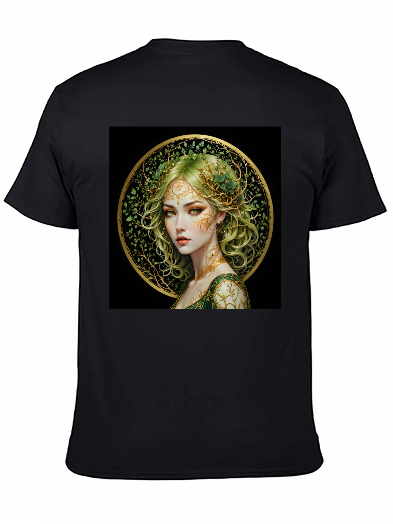 Nature Goddess Graphic Tee - Black Cotton T-Shirt