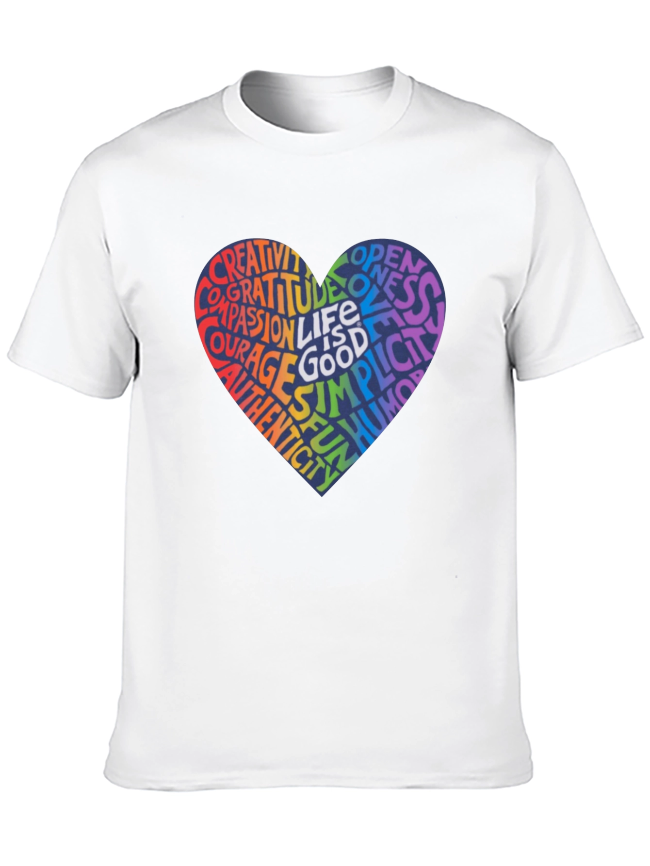 Rainbow Heart Word Art T-Shirt - Inspirational Design