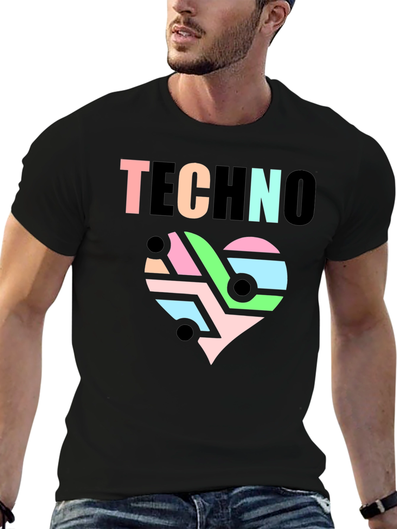 Techno Heartbeat Graphic T-Shirt - Cool EDM Rave Tee