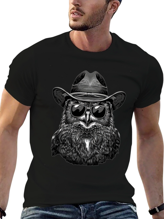 Cool Owl Cowboy T-Shirt - Unique Graphic Tee