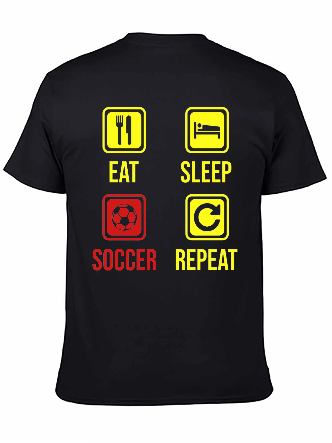 Eat Sleep Soccer Repeat Black Graphic T-Shirt
