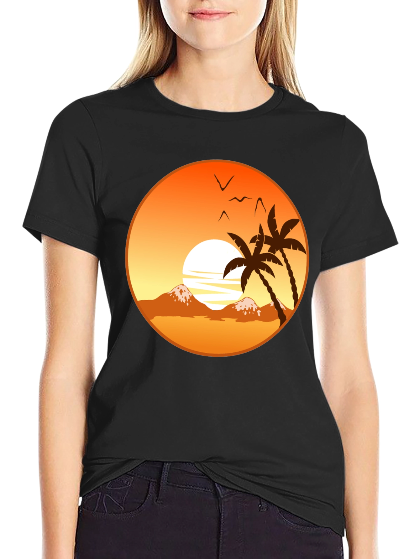 Sunset Palm Tree Graphic T-Shirt