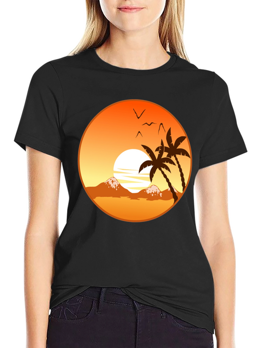 Sunset Palm Tree Graphic T-Shirt