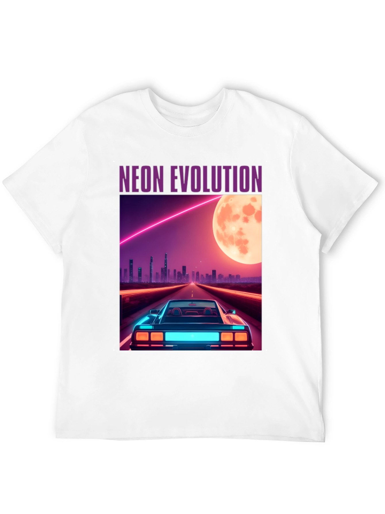 Neon Evolution Car Graphic Tee - Retro Style