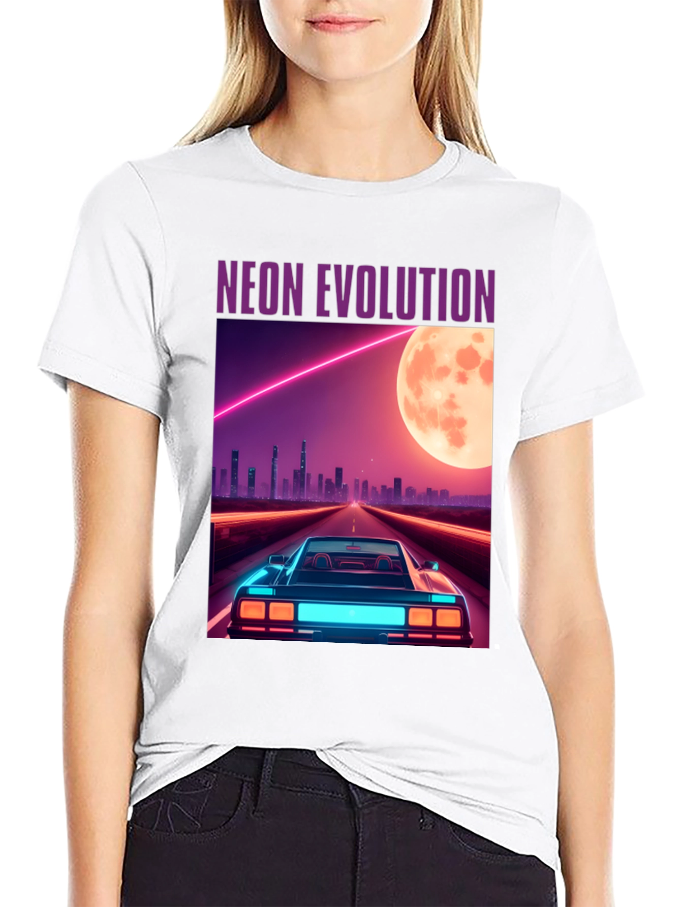 Neon Evolution Car Graphic Tee - Retro Style