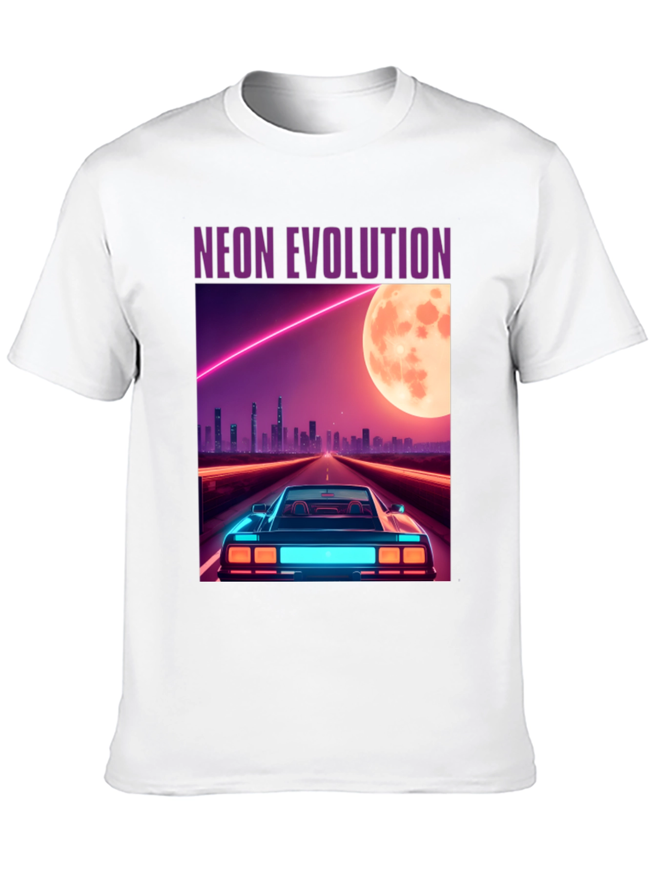 Neon Evolution Car Graphic Tee - Retro Style