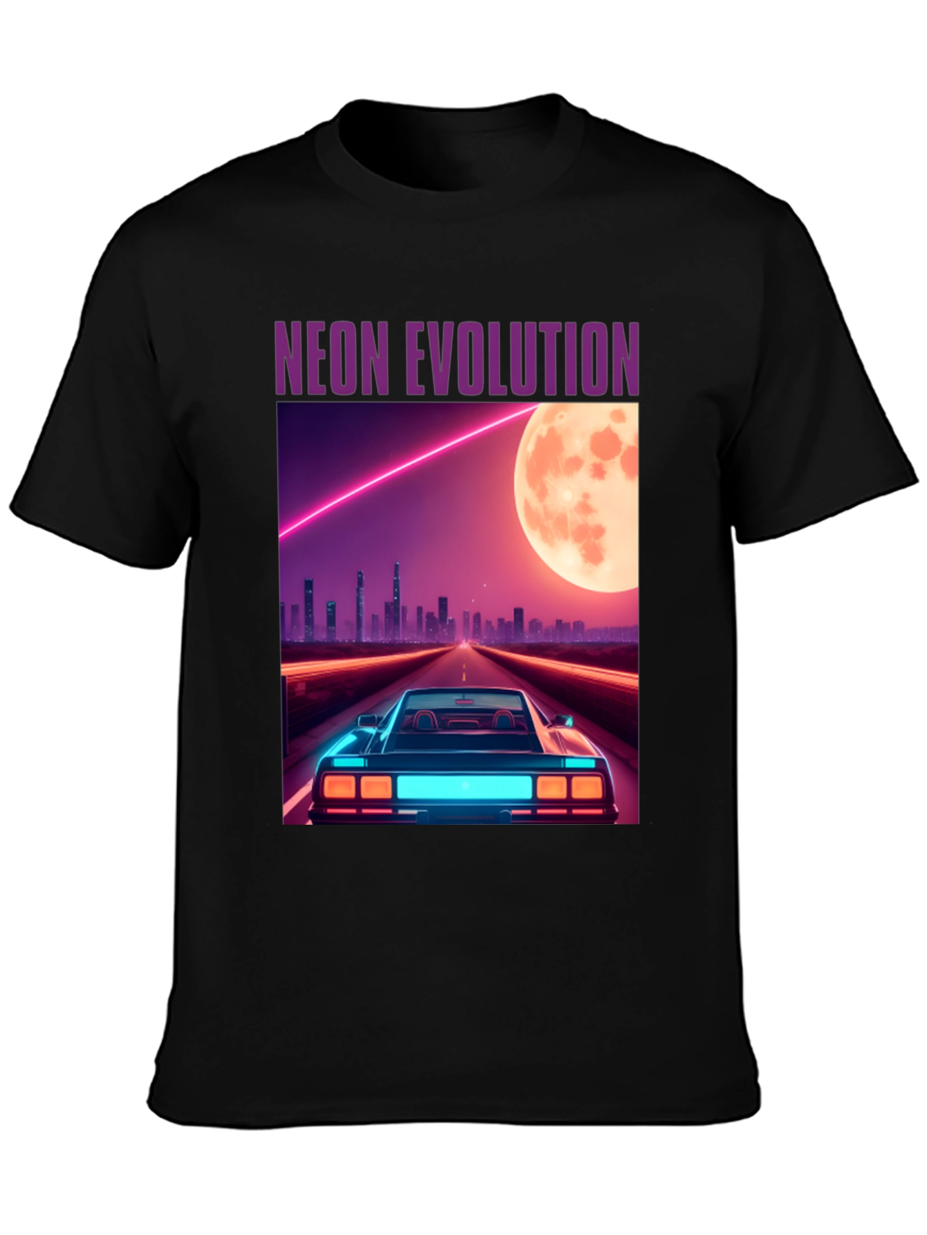 Neon Evolution Car Graphic Tee - Retro Style