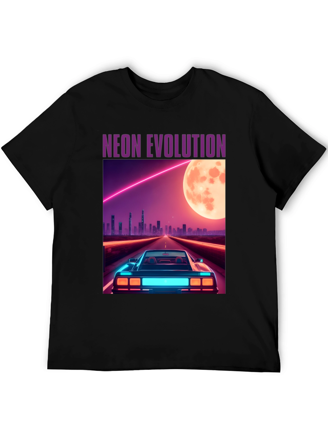 Neon Evolution Car Graphic Tee - Retro Style