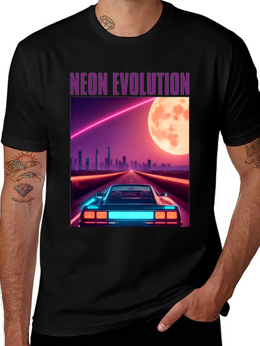 Neon Evolution Car Graphic Tee - Retro Style