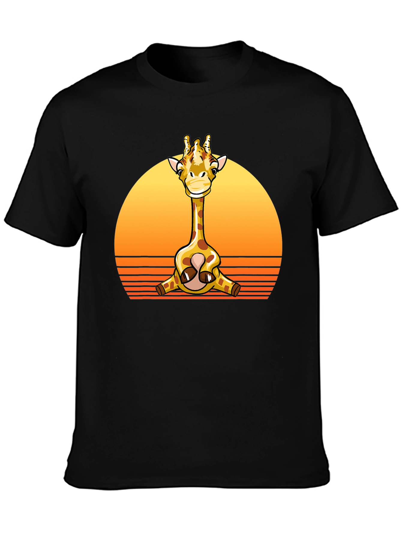 Giraffe Sunset Graphic Tee -  Unisex Black T-Shirt