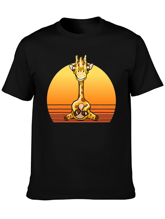 Giraffe Sunset Graphic Tee -  Unisex Black T-Shirt