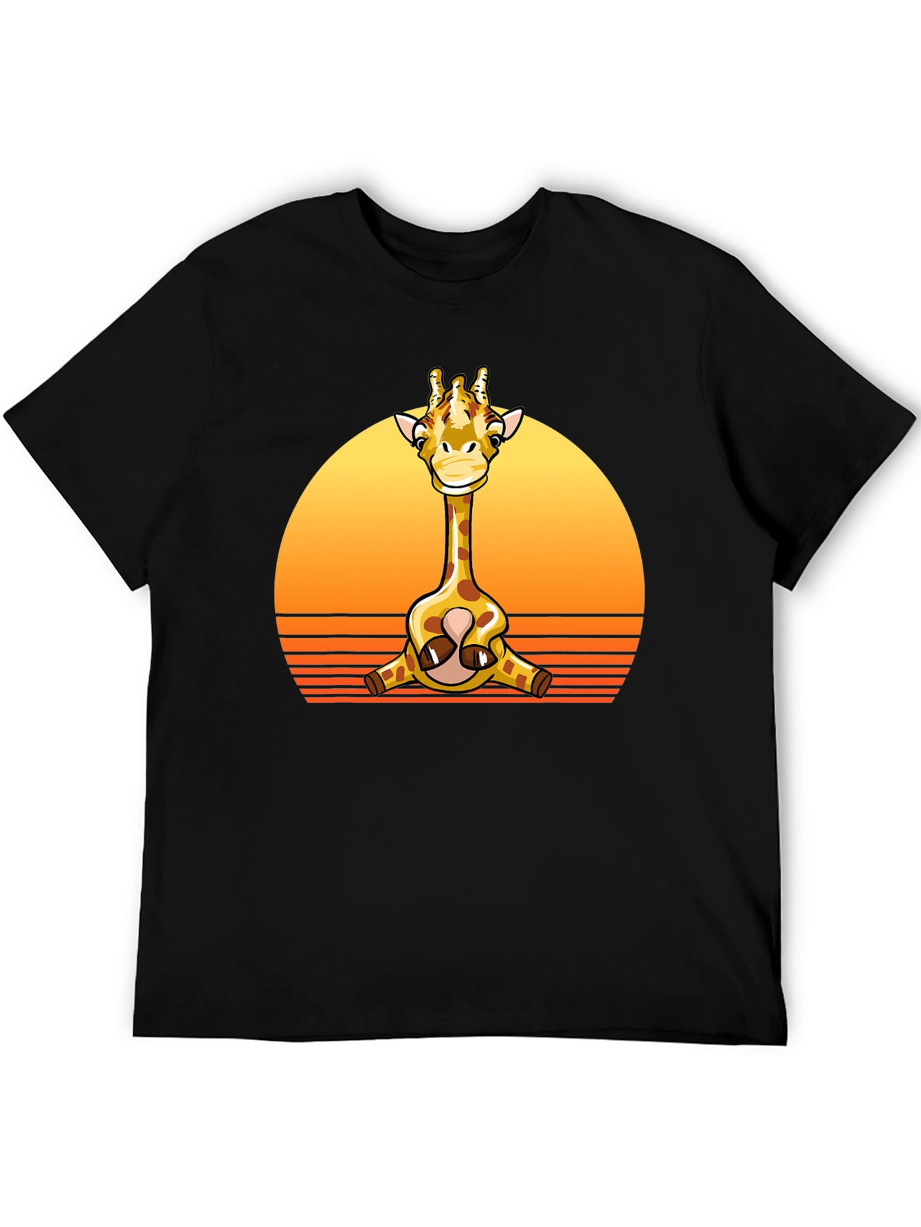 Giraffe Sunset Graphic Tee -  Unisex Black T-Shirt