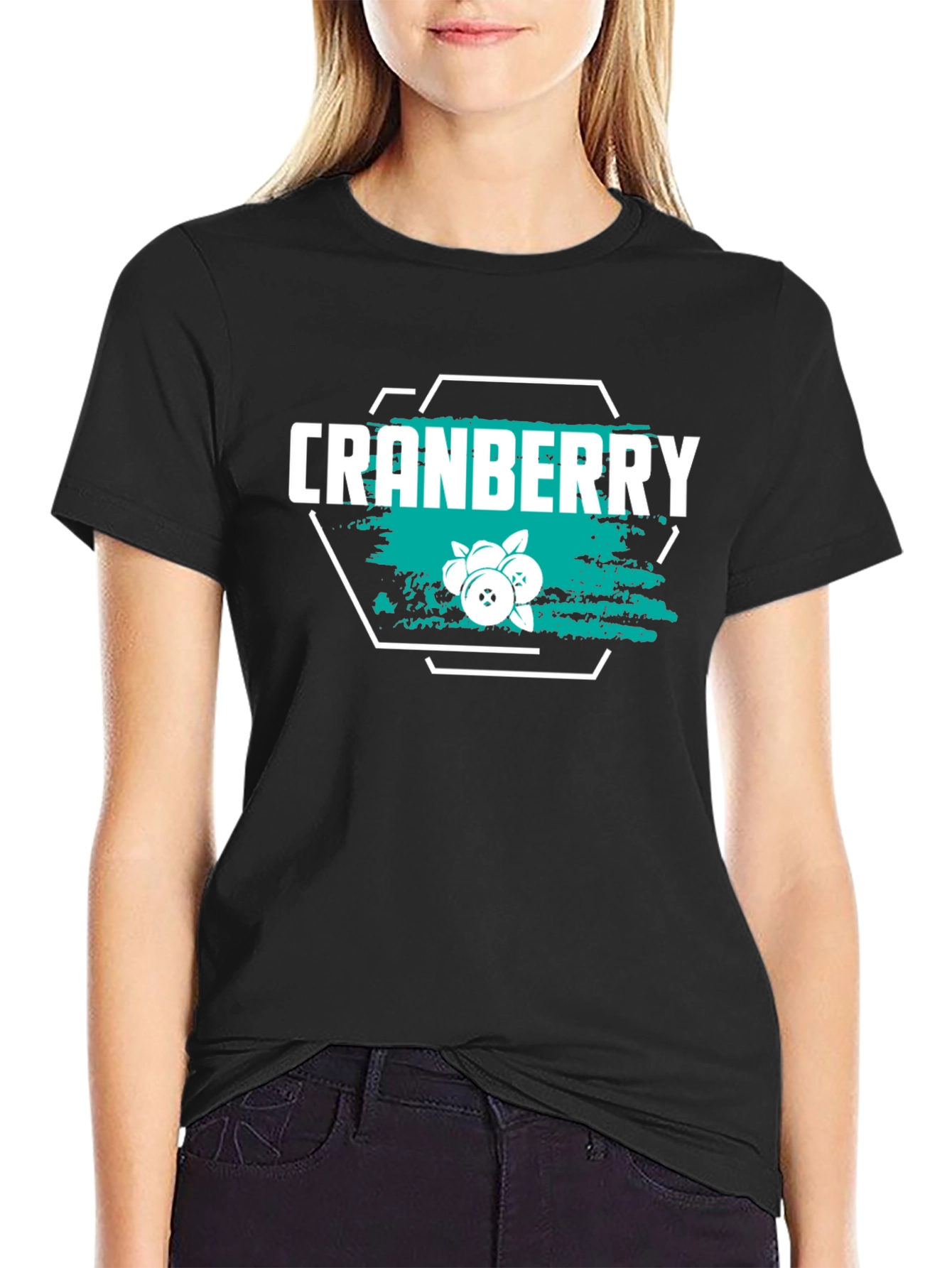 Cranberry Graphic Tee - Soft Black Cotton T-Shirt
