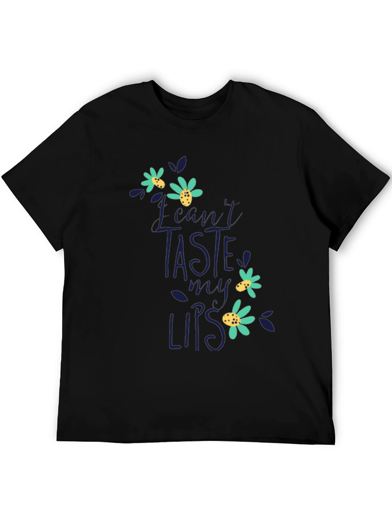 Floral Lips Graphic Tee - Mens Black T-Shirt
