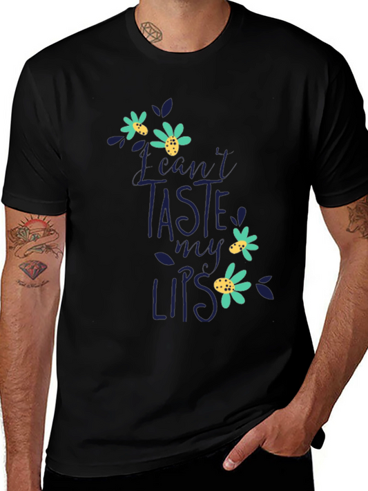 Floral Lips Graphic Tee - Mens Black T-Shirt
