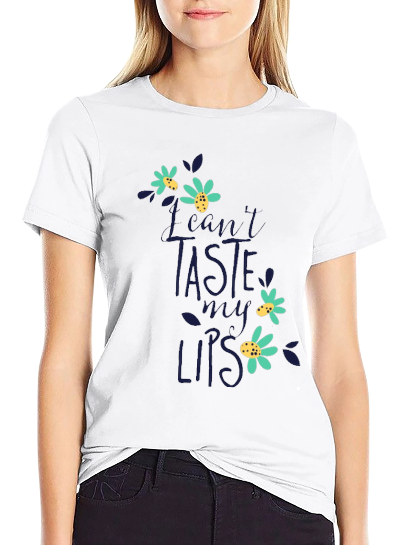 Floral Lips Graphic Tee - Mens Black T-Shirt