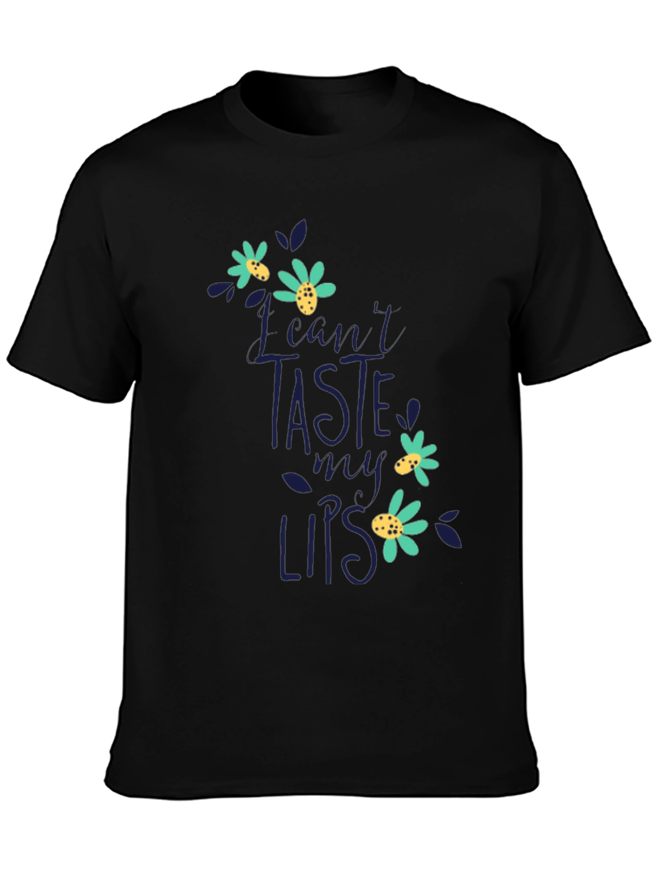 Floral Lips Graphic Tee - Mens Black T-Shirt