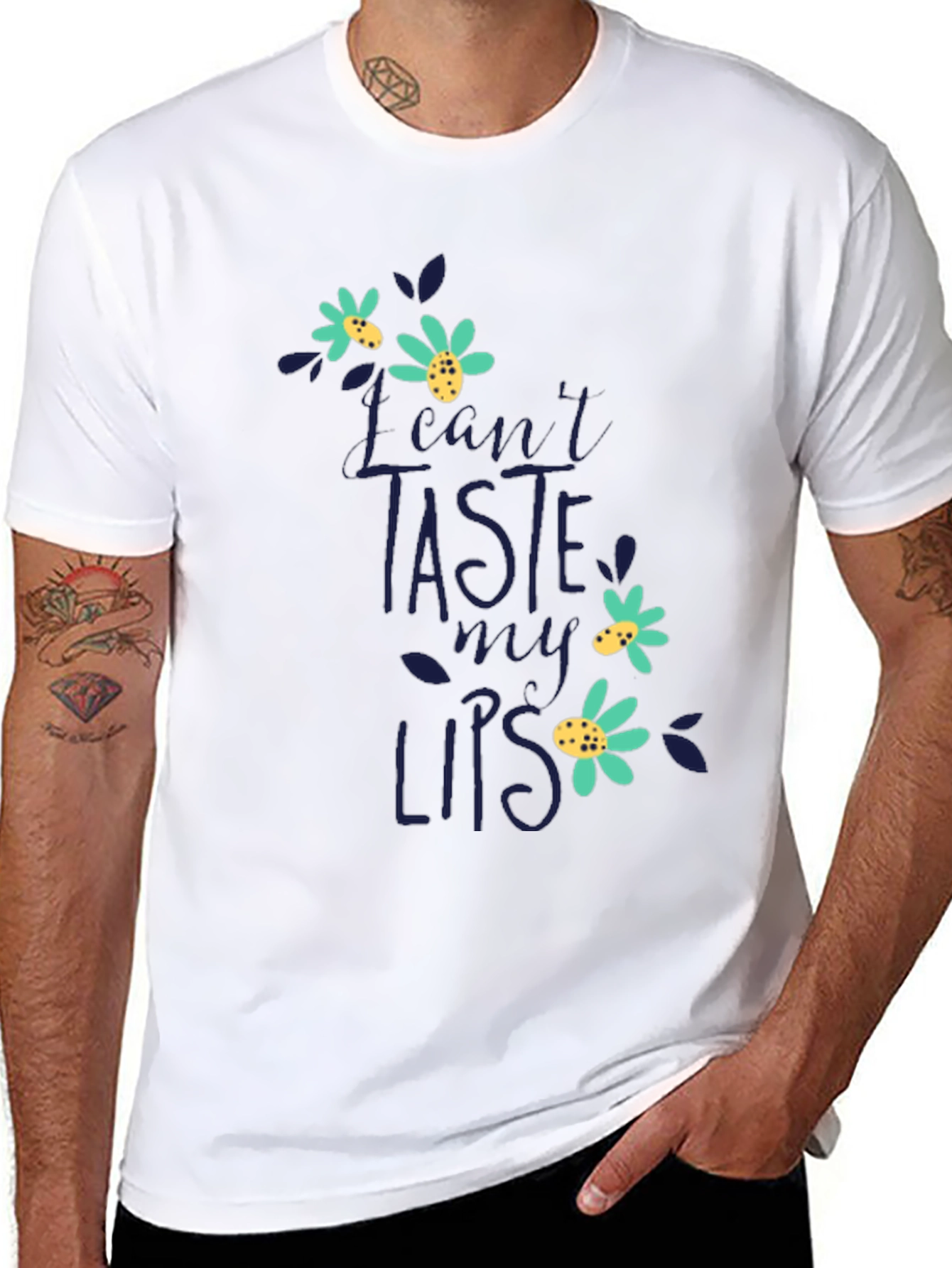 Floral Lips Graphic Tee - Mens Black T-Shirt