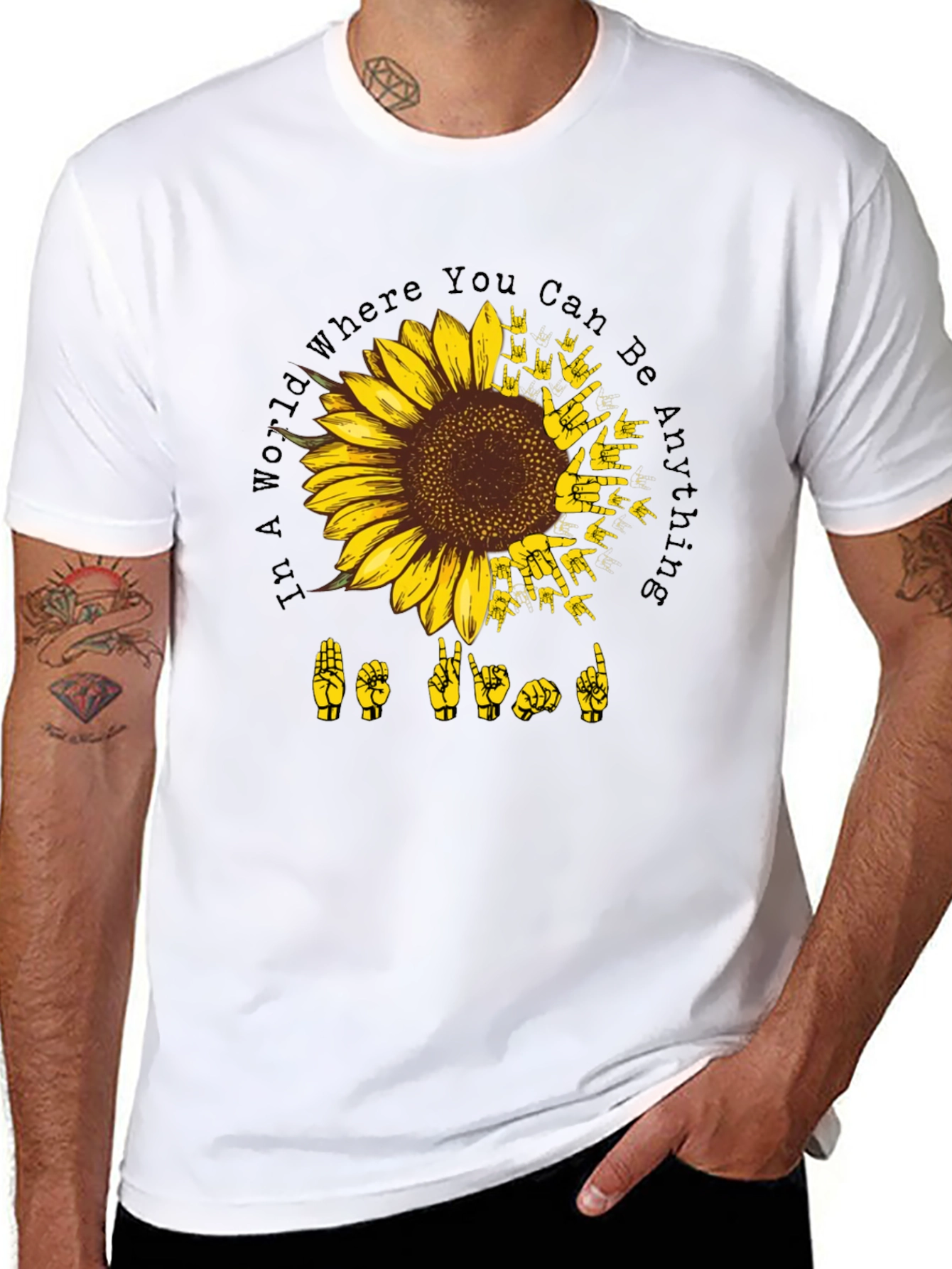 Sunflower ASL Black T-Shirt: Be Kind