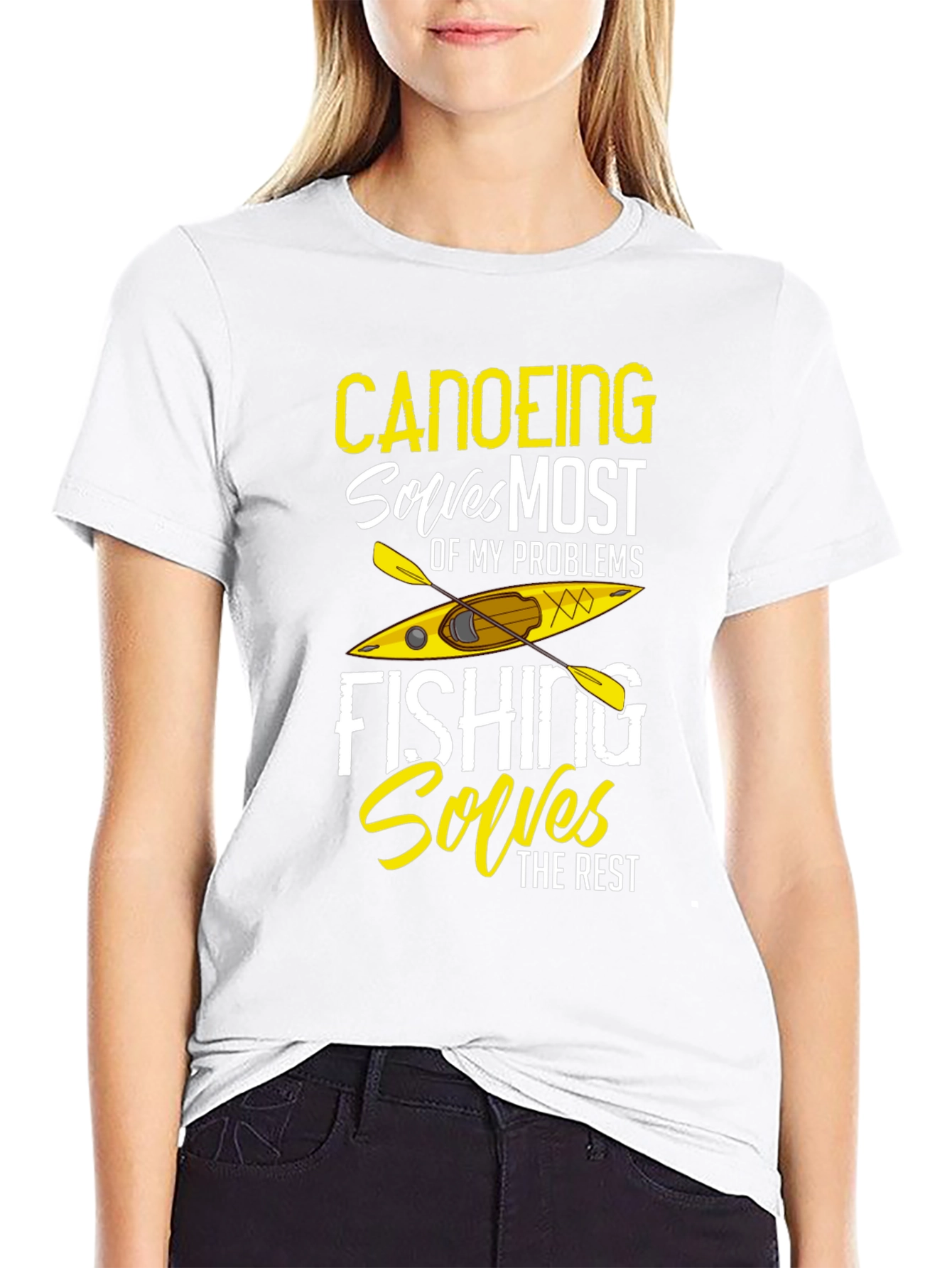 Canoeing and Fishing Solves Problems T-Shirt