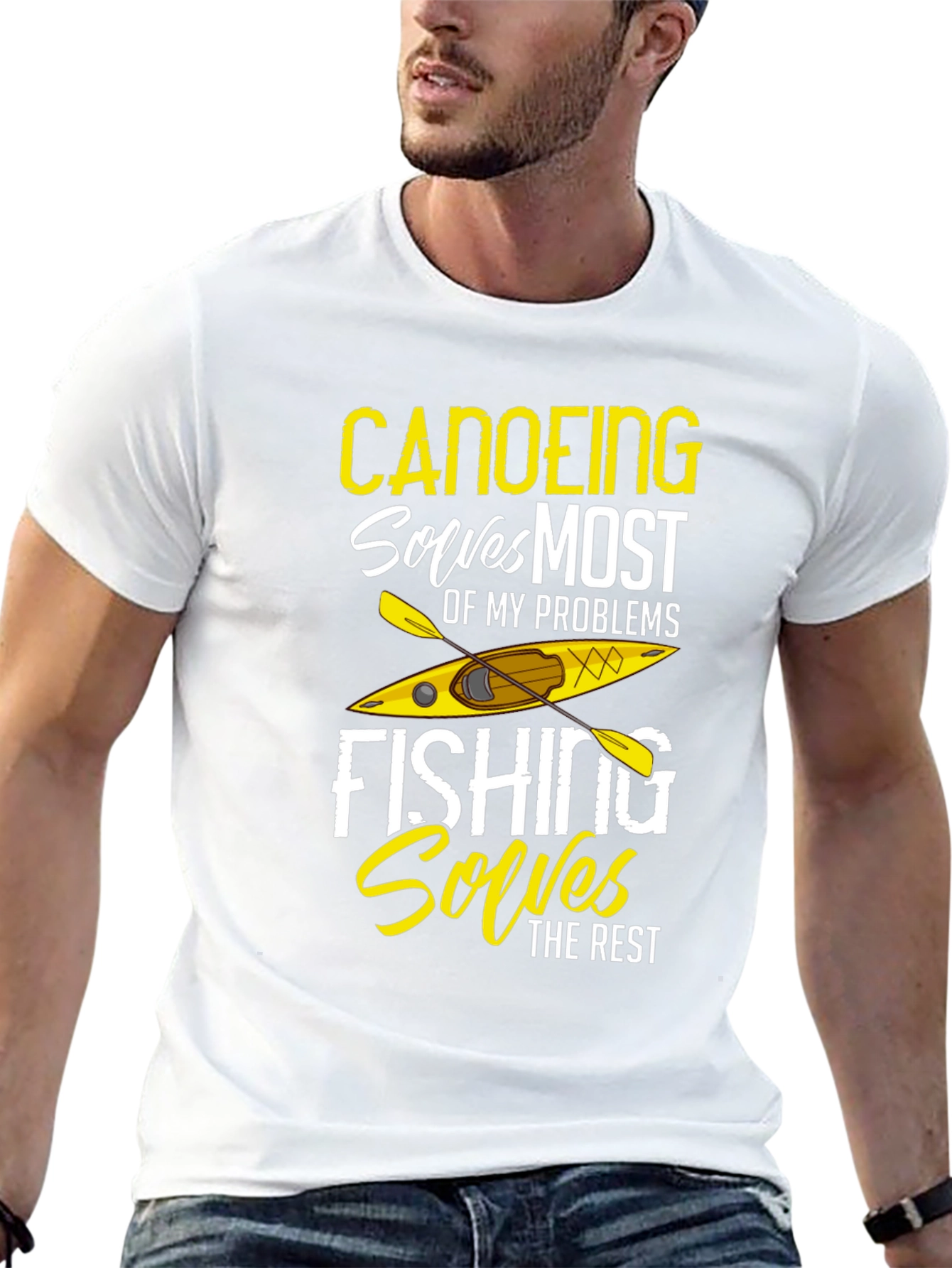 Canoeing and Fishing Solves Problems T-Shirt
