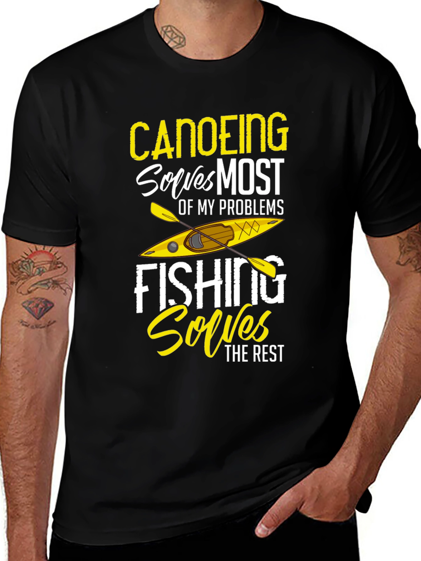 Canoeing and Fishing Solves Problems T-Shirt