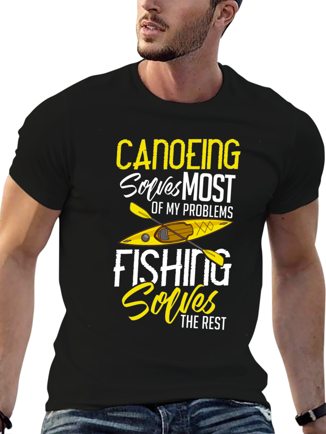 Canoeing and Fishing Solves Problems T-Shirt