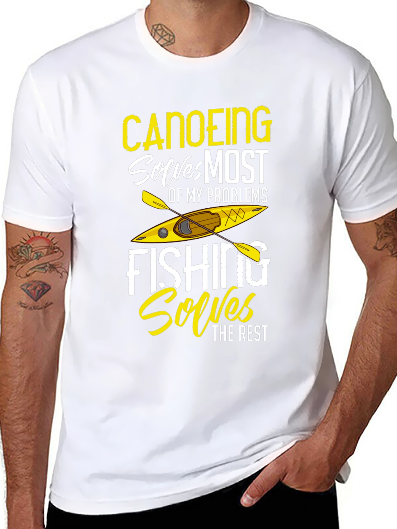 Canoeing and Fishing Solves Problems T-Shirt