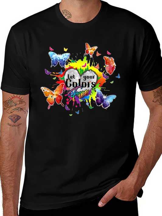 Colorful Butterfly Graphic Tee - Let Your Colors Free